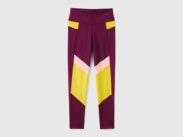  Kadın Bordo Kontrast Renk Detaylı Arkası Telefon Cepli Yüksek Bel Tayt