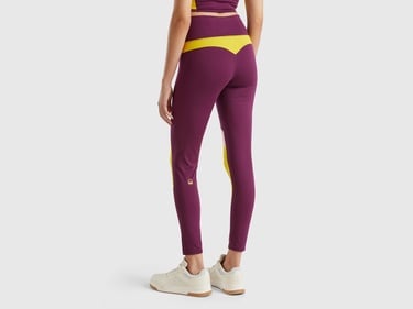  Kadın Bordo Kontrast Renk Detaylı Arkası Telefon Cepli Yüksek Bel Tayt