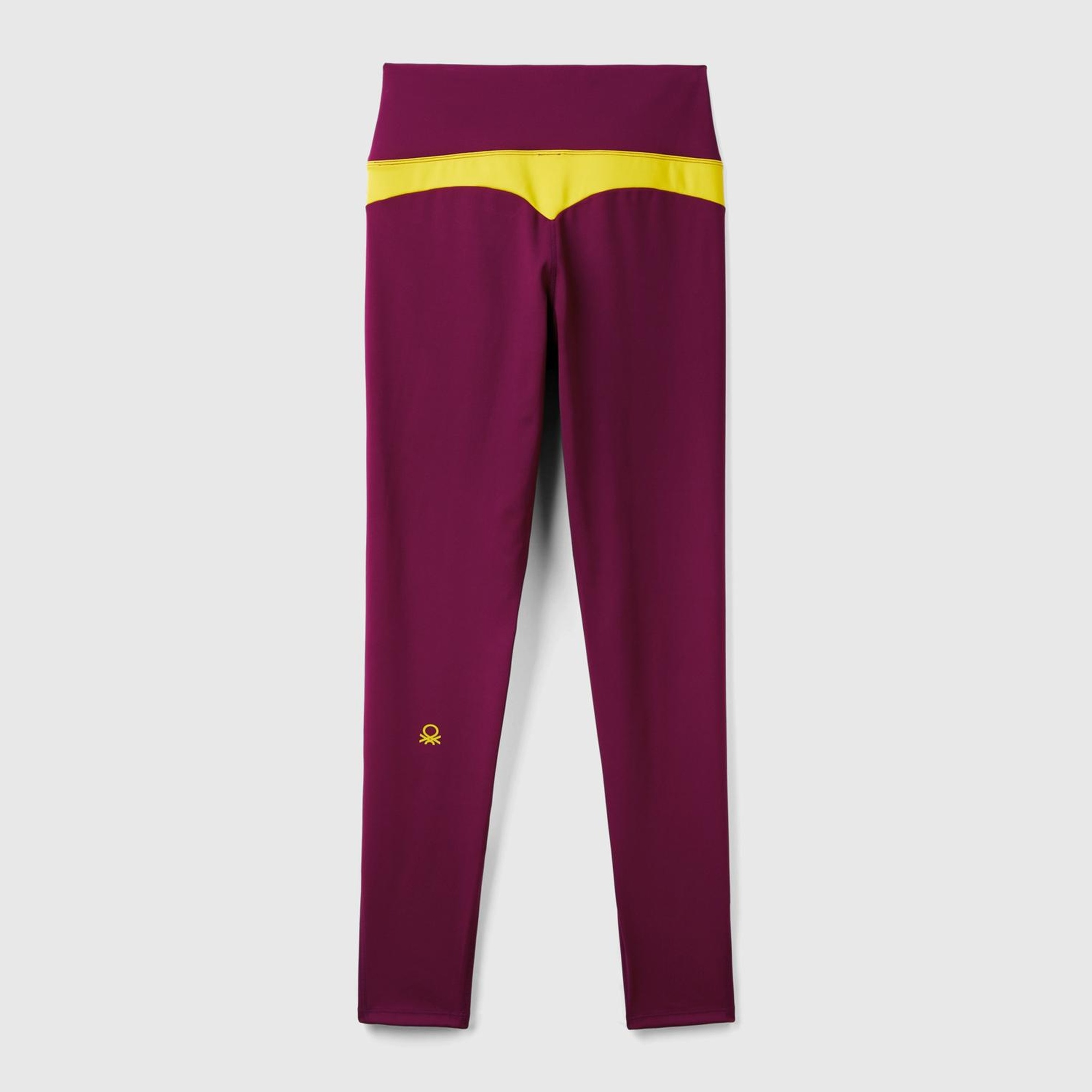 Kadın Bordo Kontrast Renk Detaylı Arkası Telefon Cepli Yüksek Bel Tayt