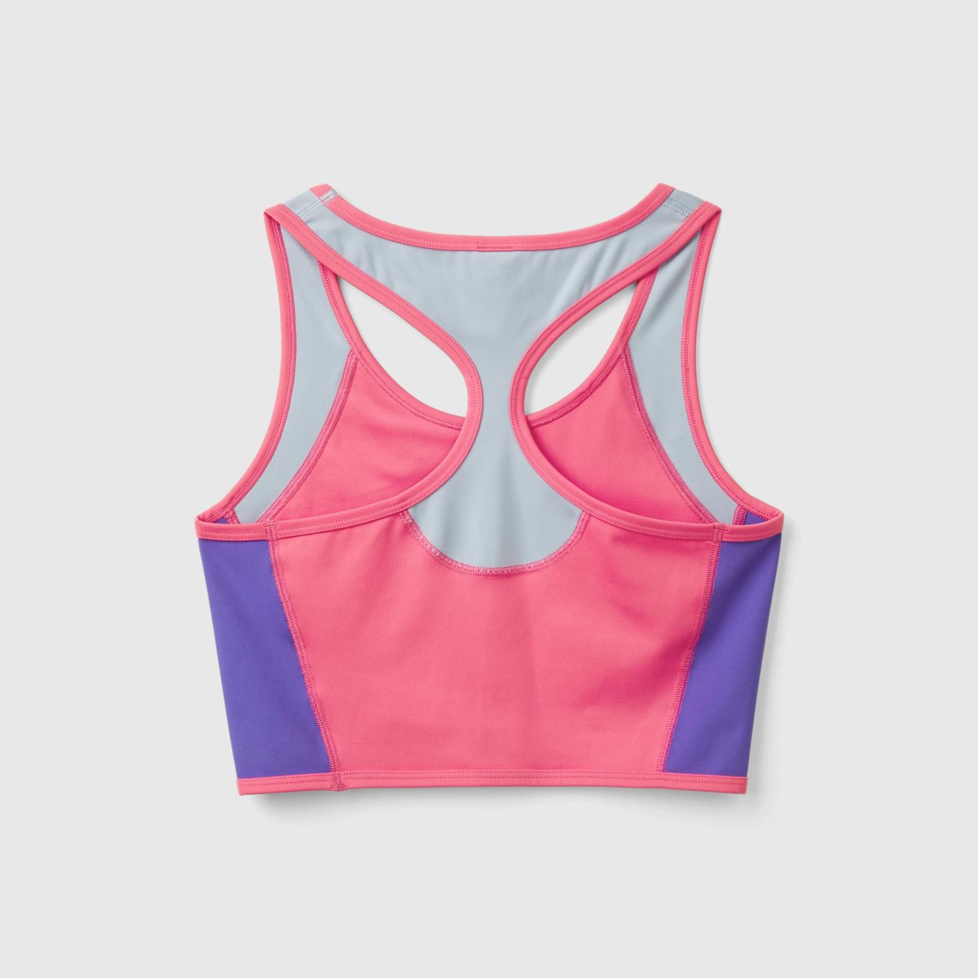 Kadın Pembe Önü Logo Baskılı Kontrast Renk Detaylı Crop Atlet