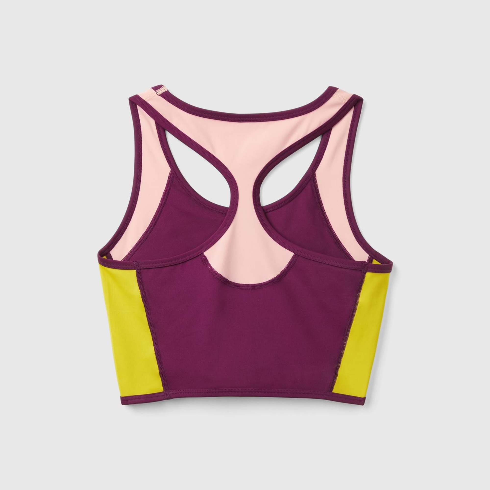 Kadın Bordo Önü Logo Baskılı Kontrast Renk Detaylı Crop Atlet