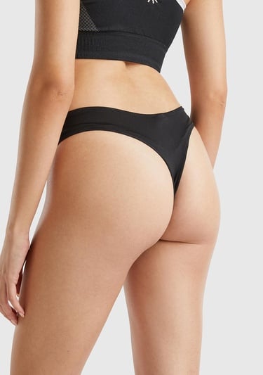  Kadın Siyah Pamuk Karışımlı Logo Detaylı 3'lü Külot Seti