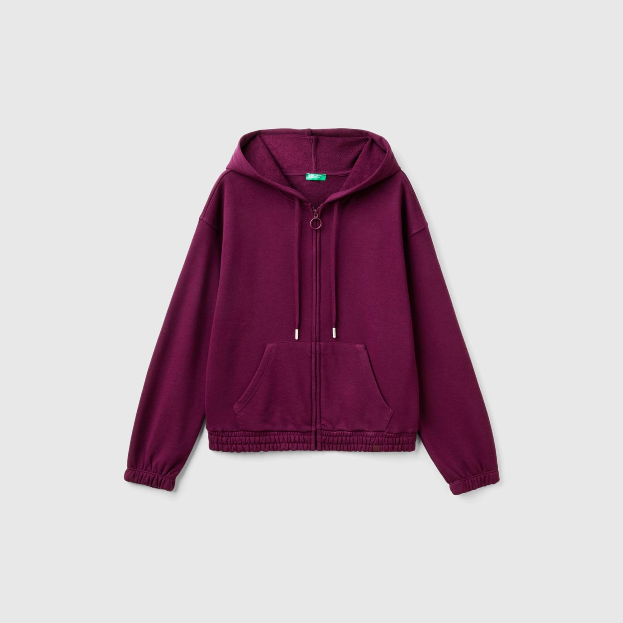 Kadın Bordo Pamuk Karışımlı Etek Ucu Logo Etiketli Kapüşonlu Sweatshirt