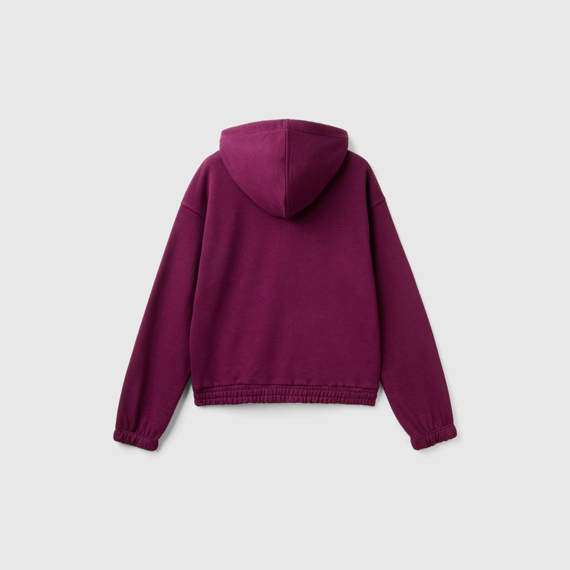 Kadın Bordo Pamuk Karışımlı Etek Ucu Logo Etiketli Kapüşonlu Sweatshirt