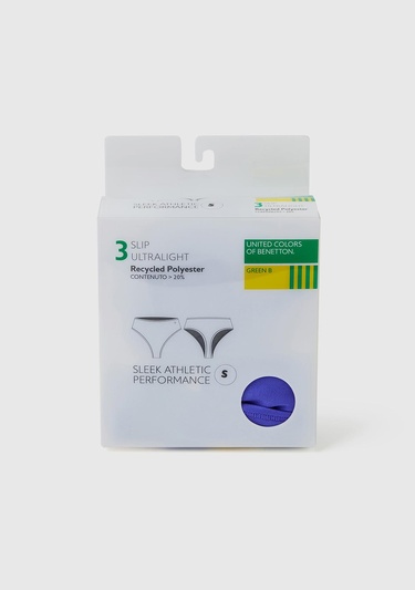  Kadın Mor Pamuk Karışımlı Logo Detaylı 3'lü Külot Seti