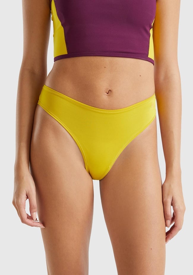  Kadın Sarı Mix Pamuk Karışımlı Logo Detaylı 3'lü Külot Seti