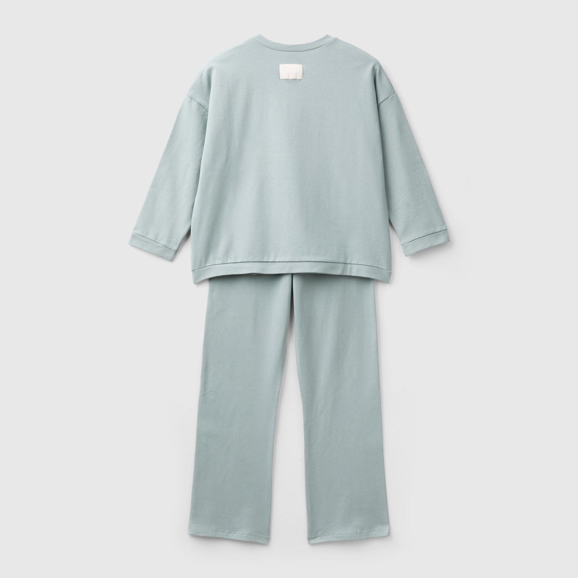 Kız Çocuk Gri Üstü Tom ve Jerry Baskılı Altı Düz Pijama Takımı