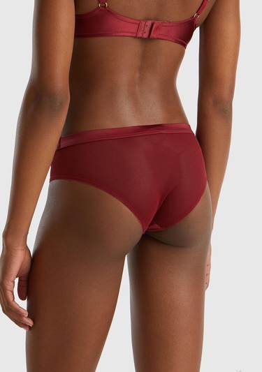  Kadın Bordo Kontrast Renk Detaylı Hipster Külot