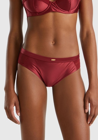  Kadın Bordo Kontrast Renk Detaylı Hipster Külot