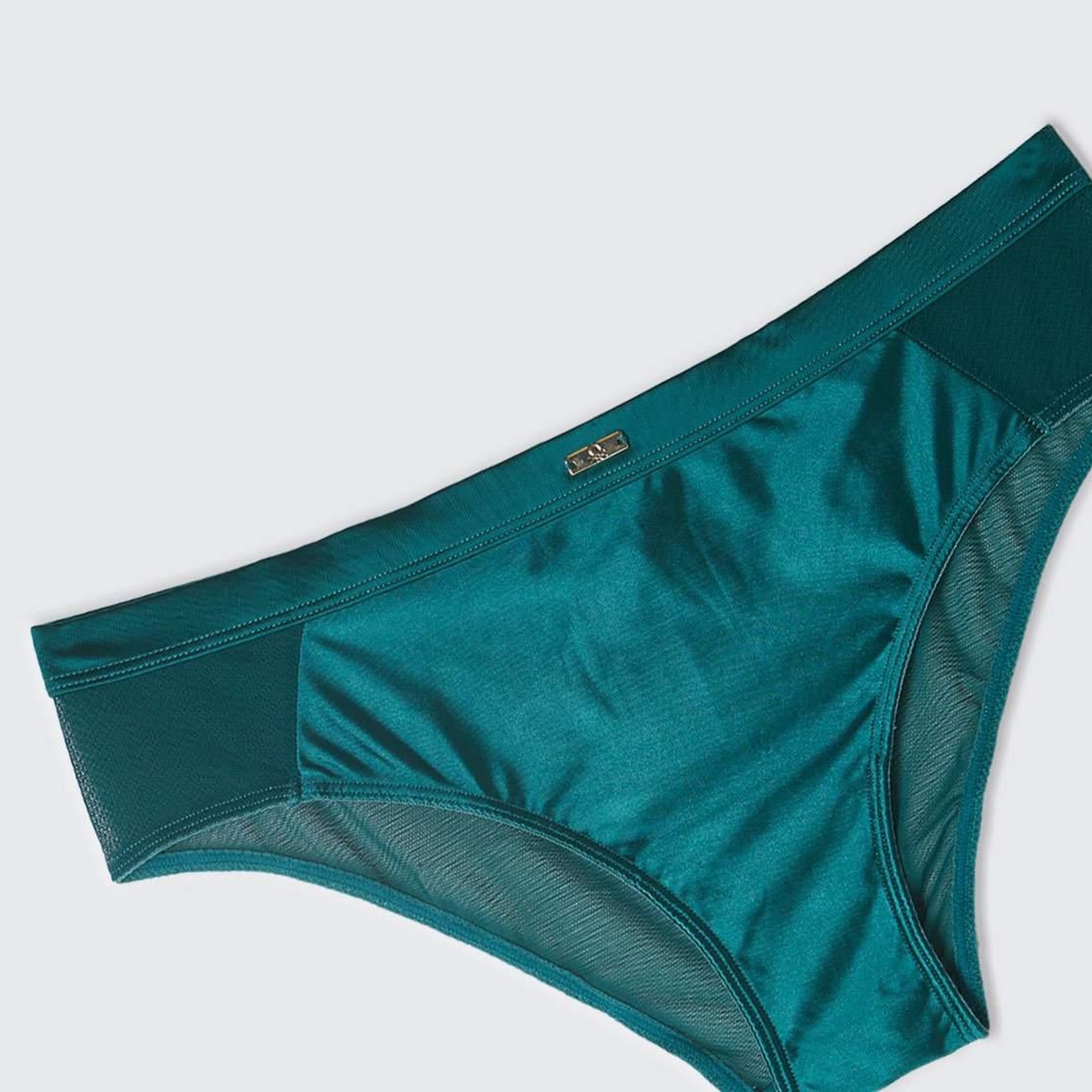 Kadın Petrol Yeşili Kontrast Renk Detaylı Hipster Külot