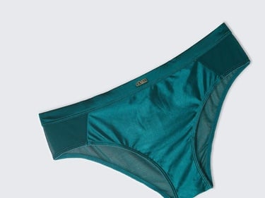  Kadın Petrol Yeşili Kontrast Renk Detaylı Hipster Külot