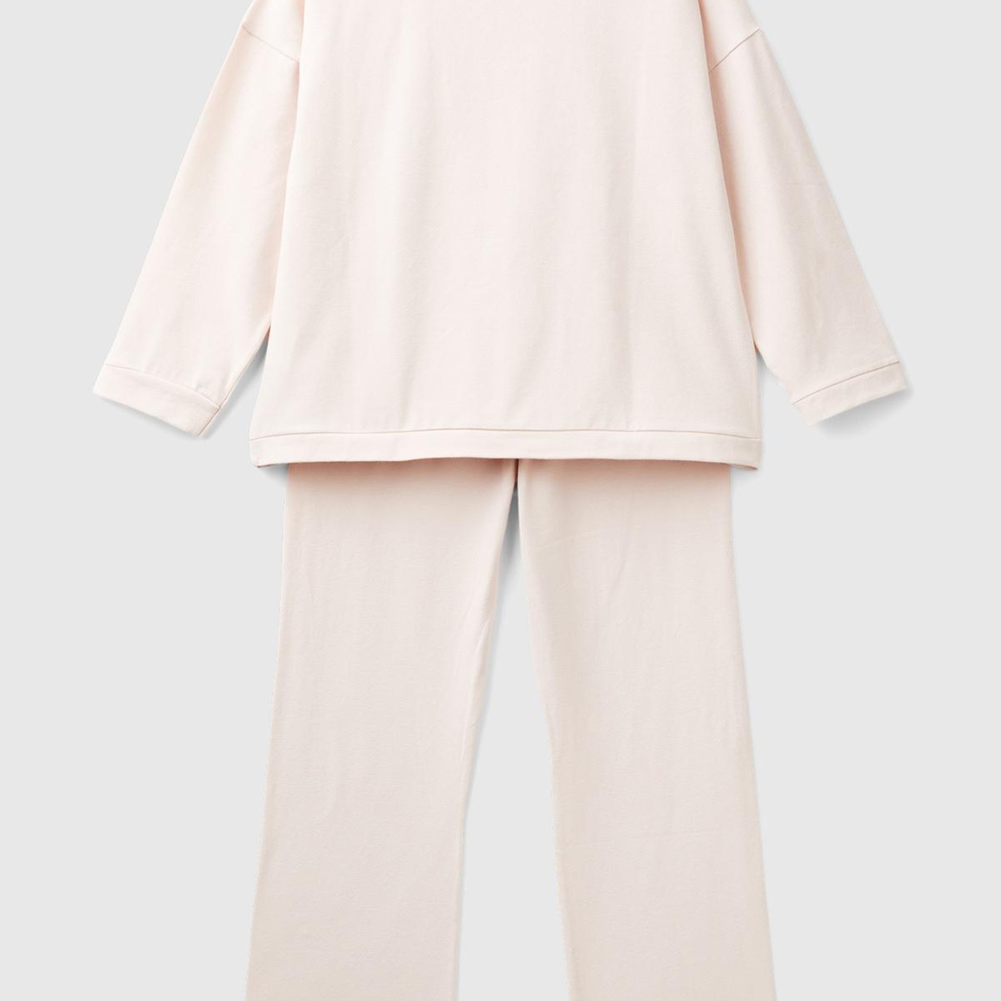 Kız Çocuk Krem Üstü Tom ve Jerry Baskılı Altı Düz Pijama Takımı