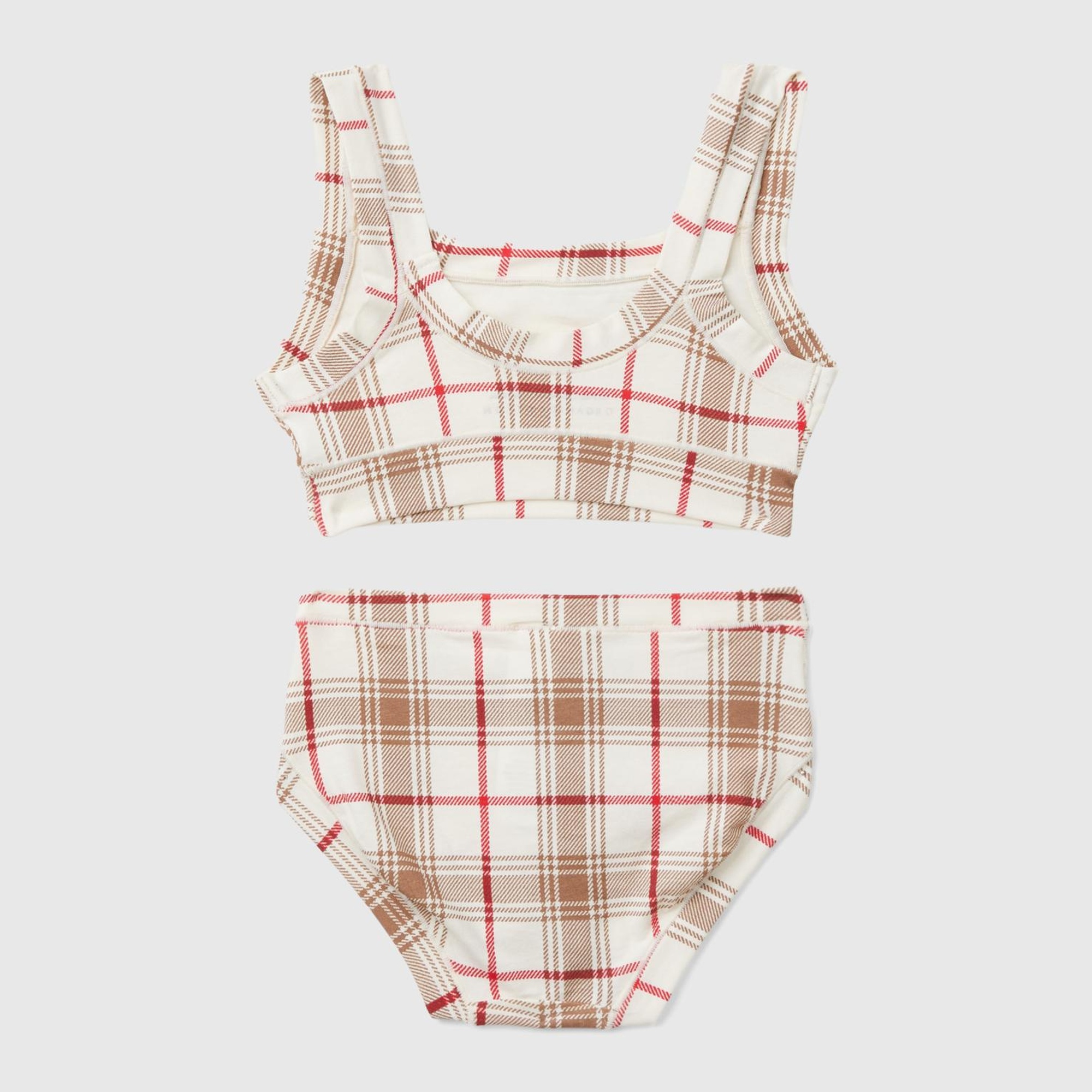 Kız Çocuk Krem Tamamı Desenli Sütyen ve Külot Takımı