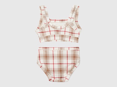  Kız Çocuk Krem Tamamı Desenli Sütyen ve Külot Takımı