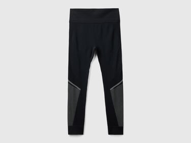  Kadın Siyah Kontrast Renk Detaylı Tayt