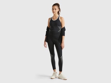  Kadın Siyah Kontrast Renk Detaylı Tayt