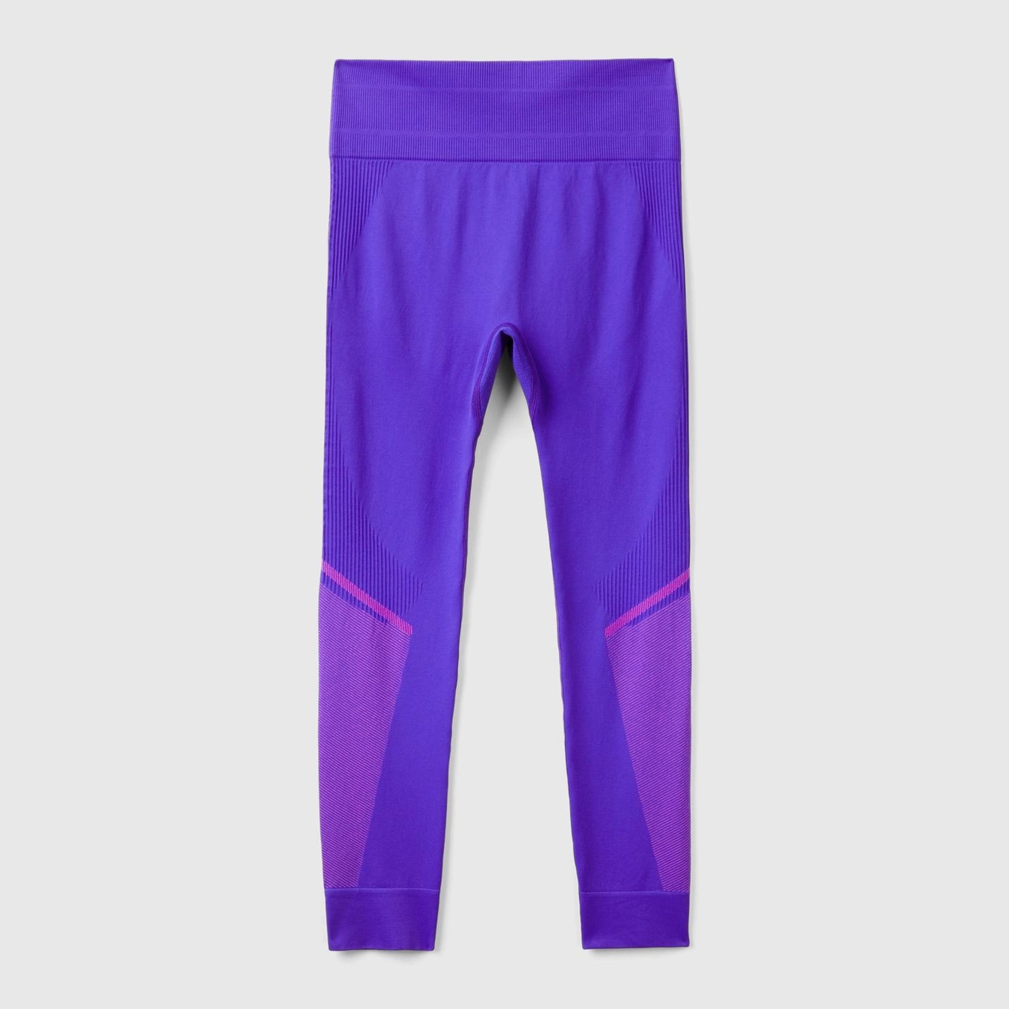 Kadın Mor Kontrast Renk Detaylı Tayt