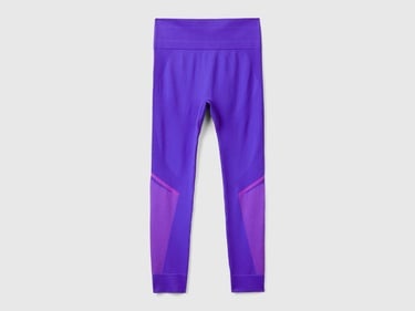  Kadın Mor Kontrast Renk Detaylı Tayt