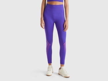  Kadın Mor Kontrast Renk Detaylı Tayt