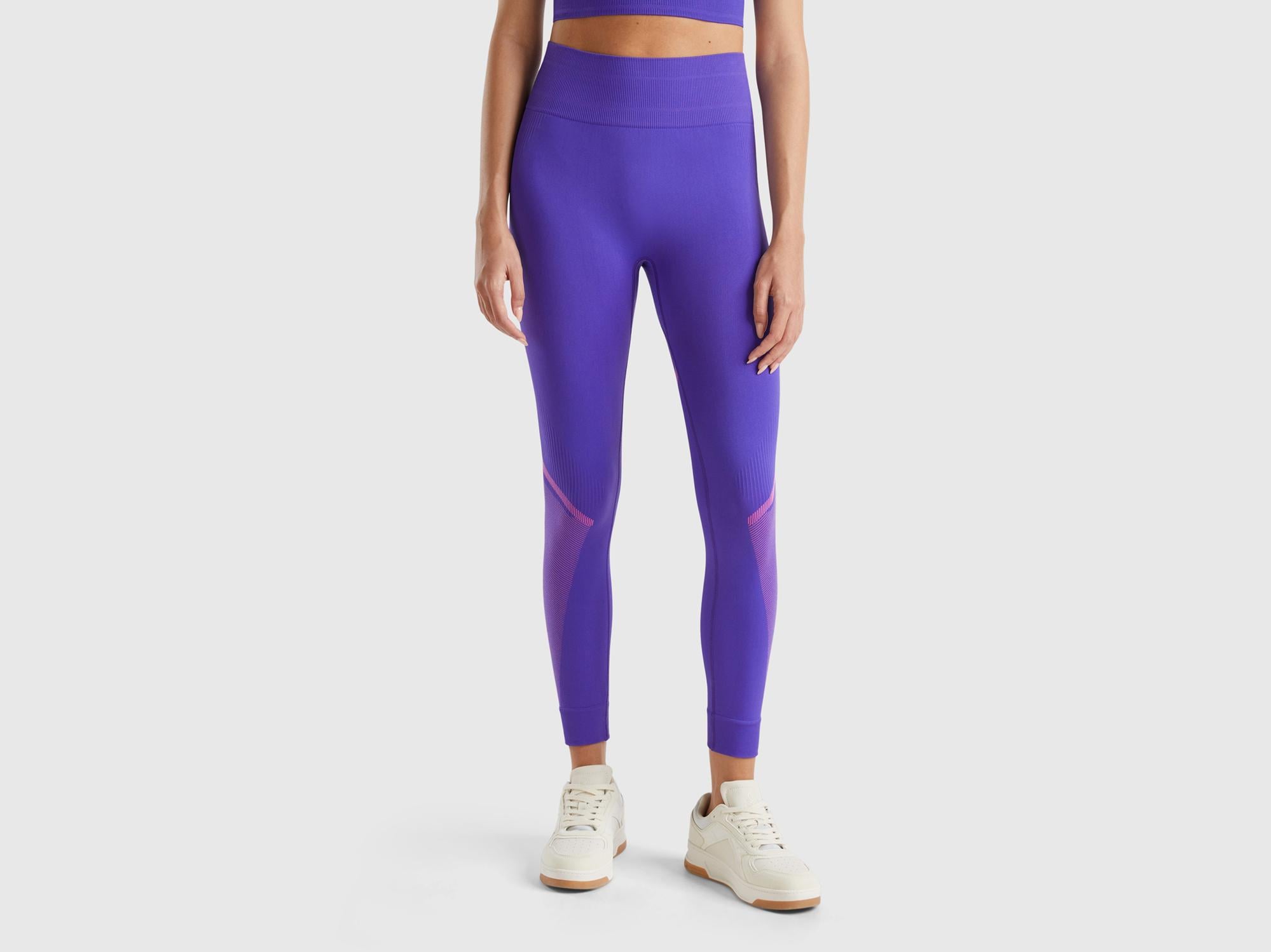  Kadın Mor Kontrast Renk Detaylı Tayt