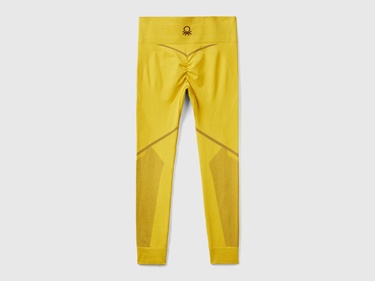  Kadın Sarı Kontrast Renk Detaylı Tayt