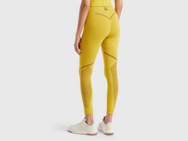  Kadın Sarı Kontrast Renk Detaylı Tayt