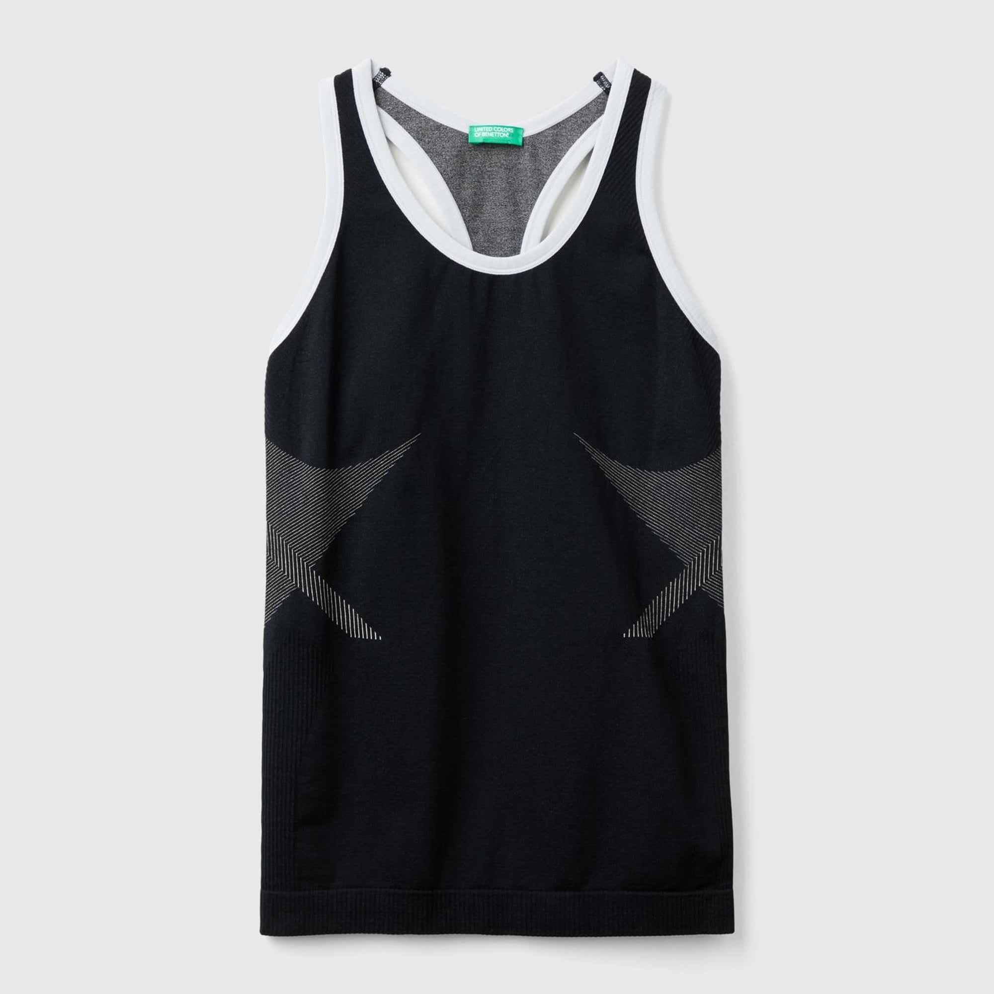 Kadın Siyah Kontrast Renk Detaylı Kolsuz Halter Yaka Üst