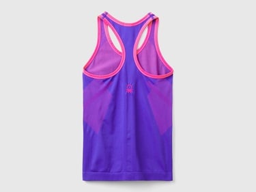  Kadın Mor Kontrast Renk Detaylı Kolsuz Halter Yaka Üst