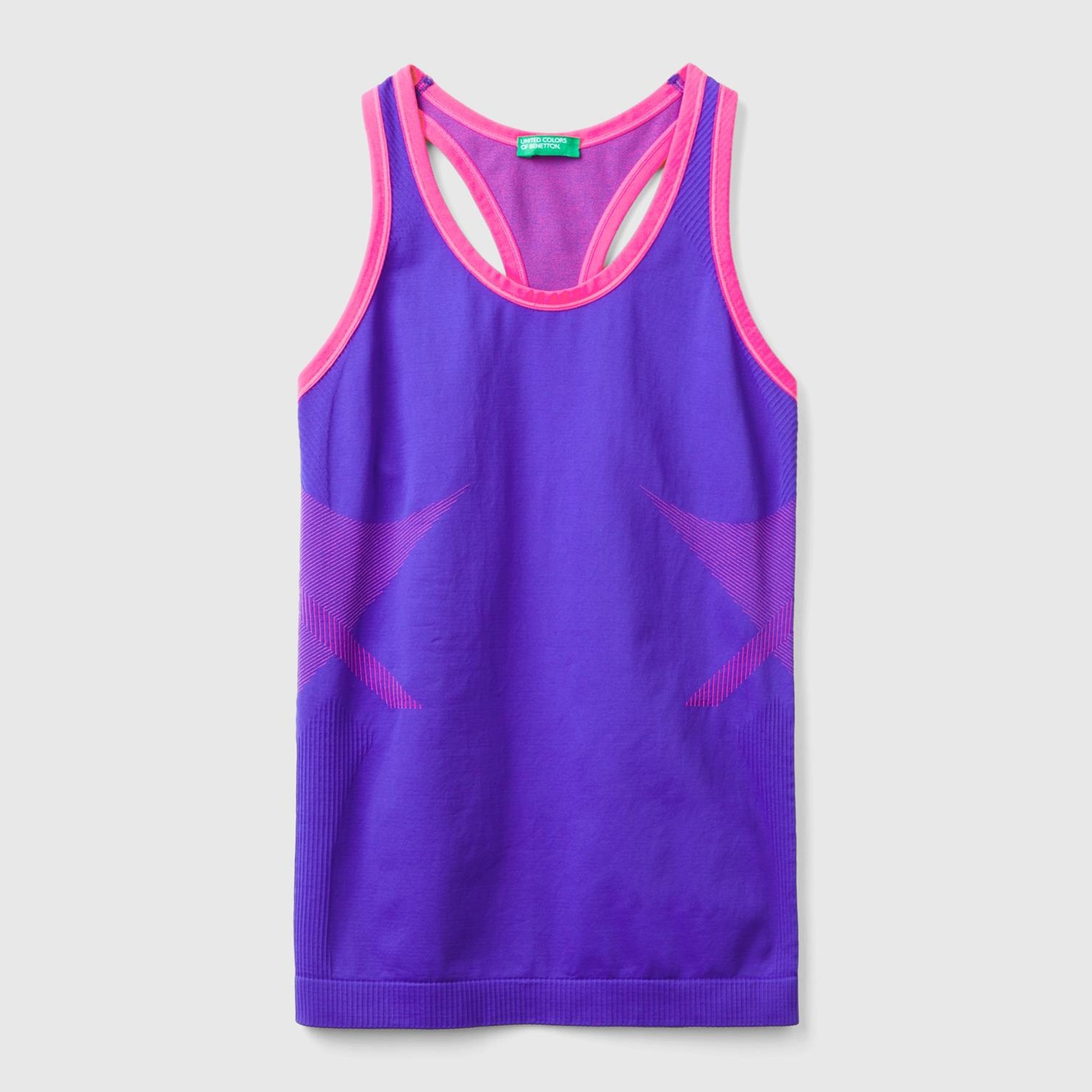 Kadın Mor Kontrast Renk Detaylı Kolsuz Halter Yaka Üst