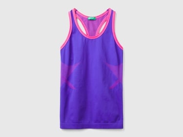  Kadın Mor Kontrast Renk Detaylı Kolsuz Halter Yaka Üst