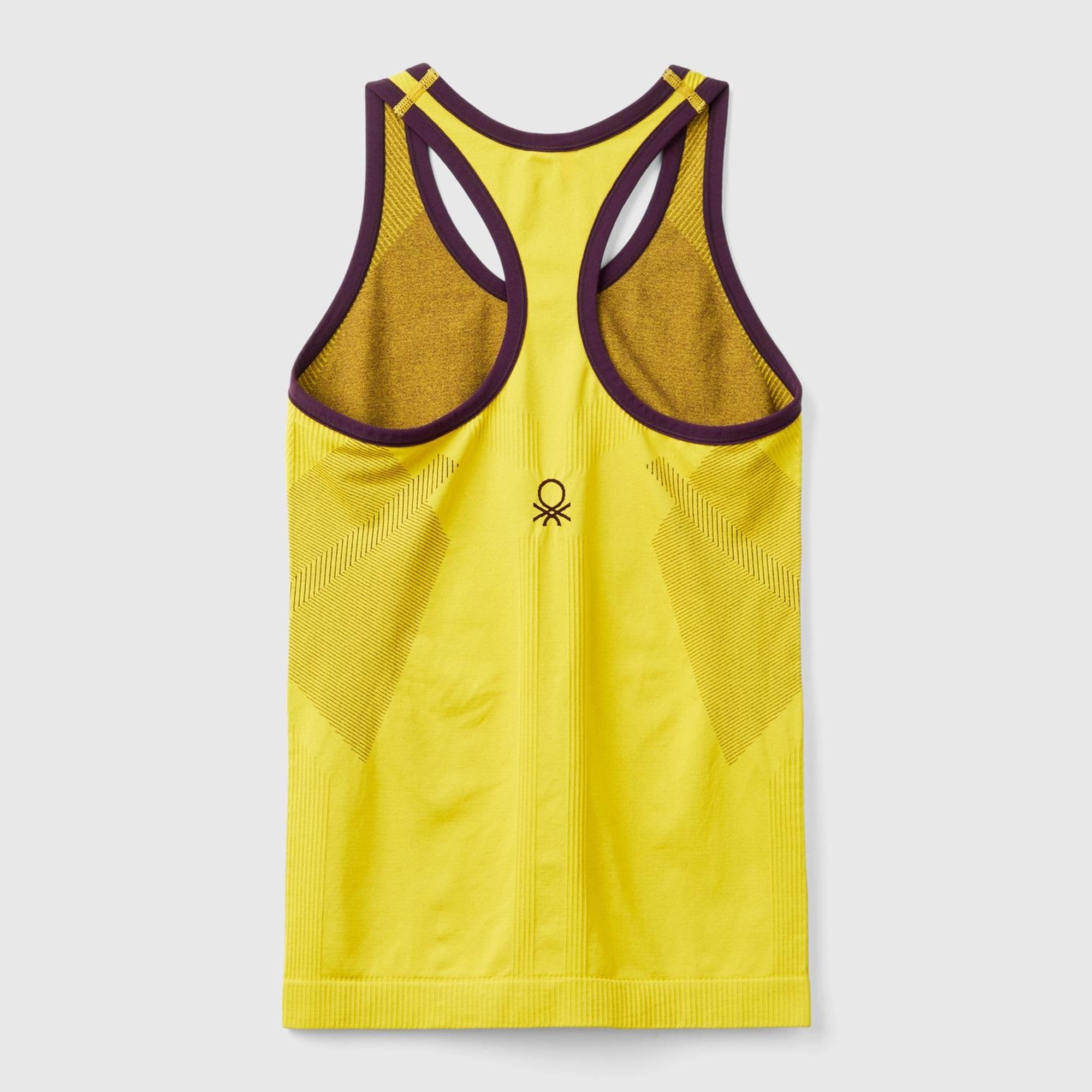 Kadın Sarı Kontrast Renk Detaylı Kolsuz Halter Yaka Üst