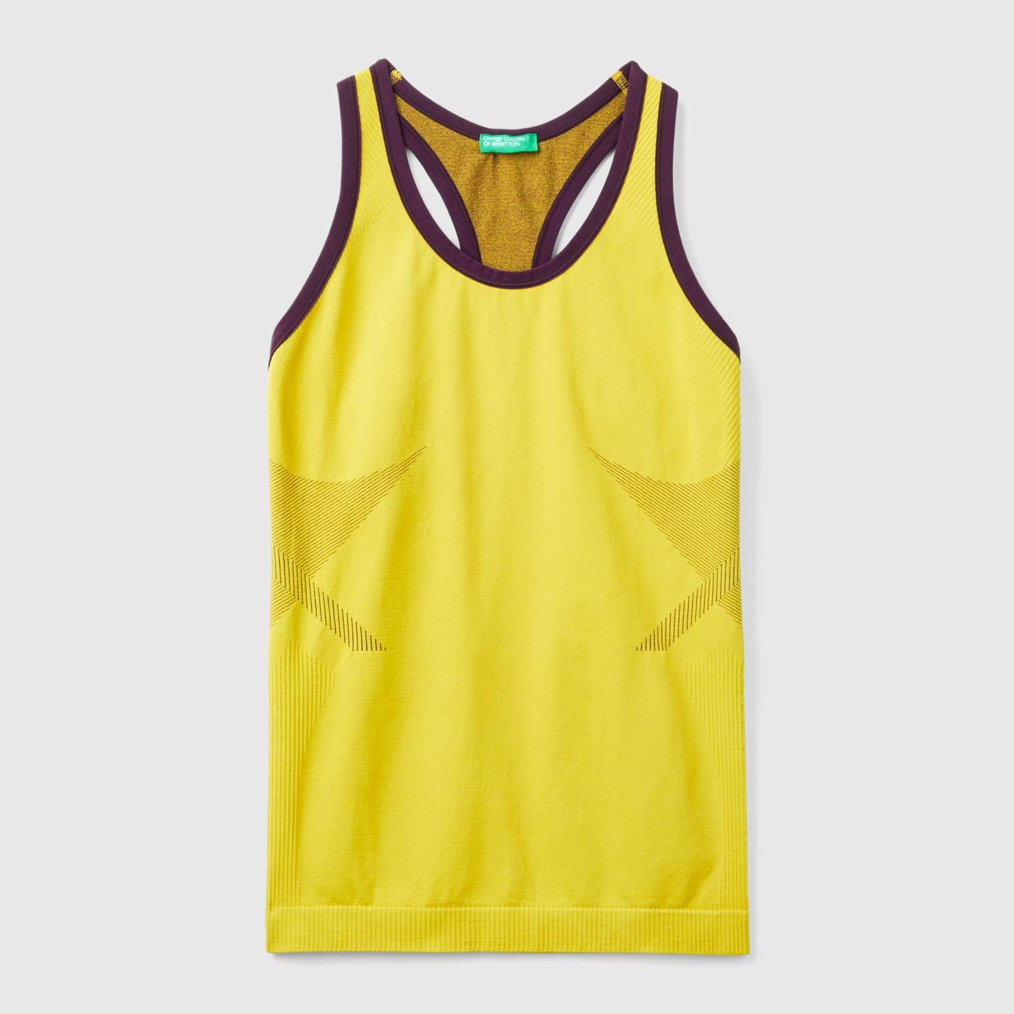 Kadın Sarı Kontrast Renk Detaylı Kolsuz Halter Yaka Üst