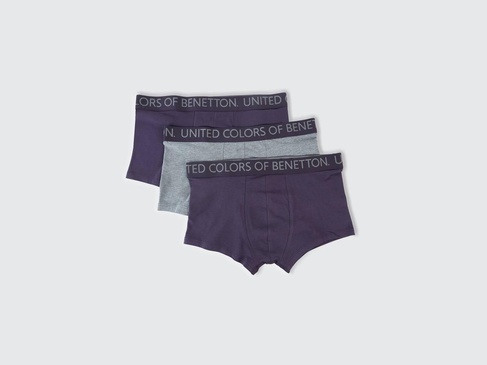  Erkek Mürdüm Beli Logo Detaylı 3'lü Boxer Seti