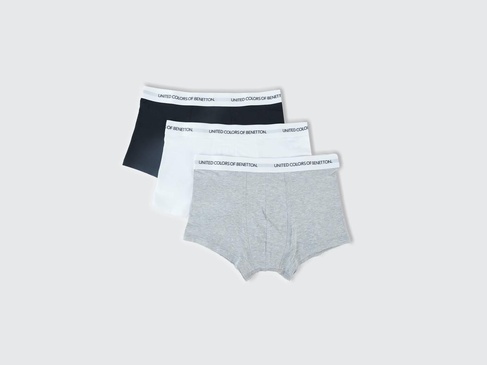  Erkek Gri Mix Beli Logo Detaylı 3'lü Boxer Seti