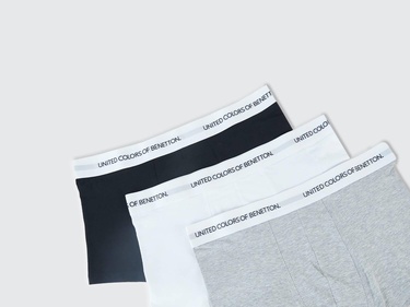  Erkek Gri Mix Beli Logo Detaylı 3'lü Boxer Seti