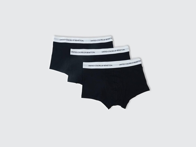  Erkek Siyah Beli Logo Detaylı 3'lü Boxer Seti