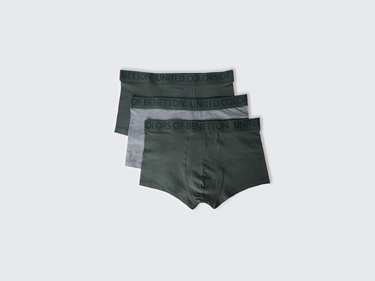  Erkek Antrasit Beli Logo Detaylı 3'lü Boxer Seti