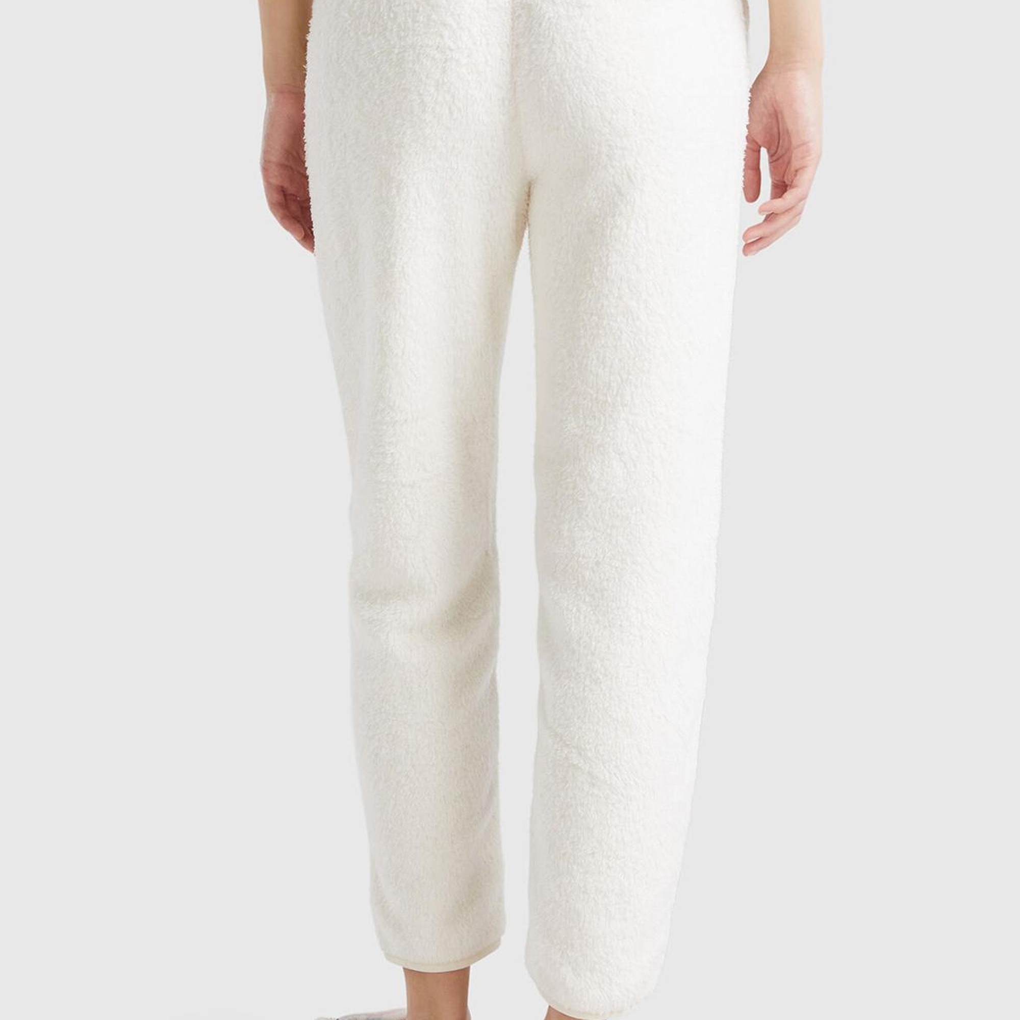 Kadın Krem Beli Elastik Rahat Kesim Jogger Pijama Altı