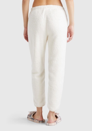  Kadın Krem Beli Elastik Rahat Kesim Jogger Pijama Altı