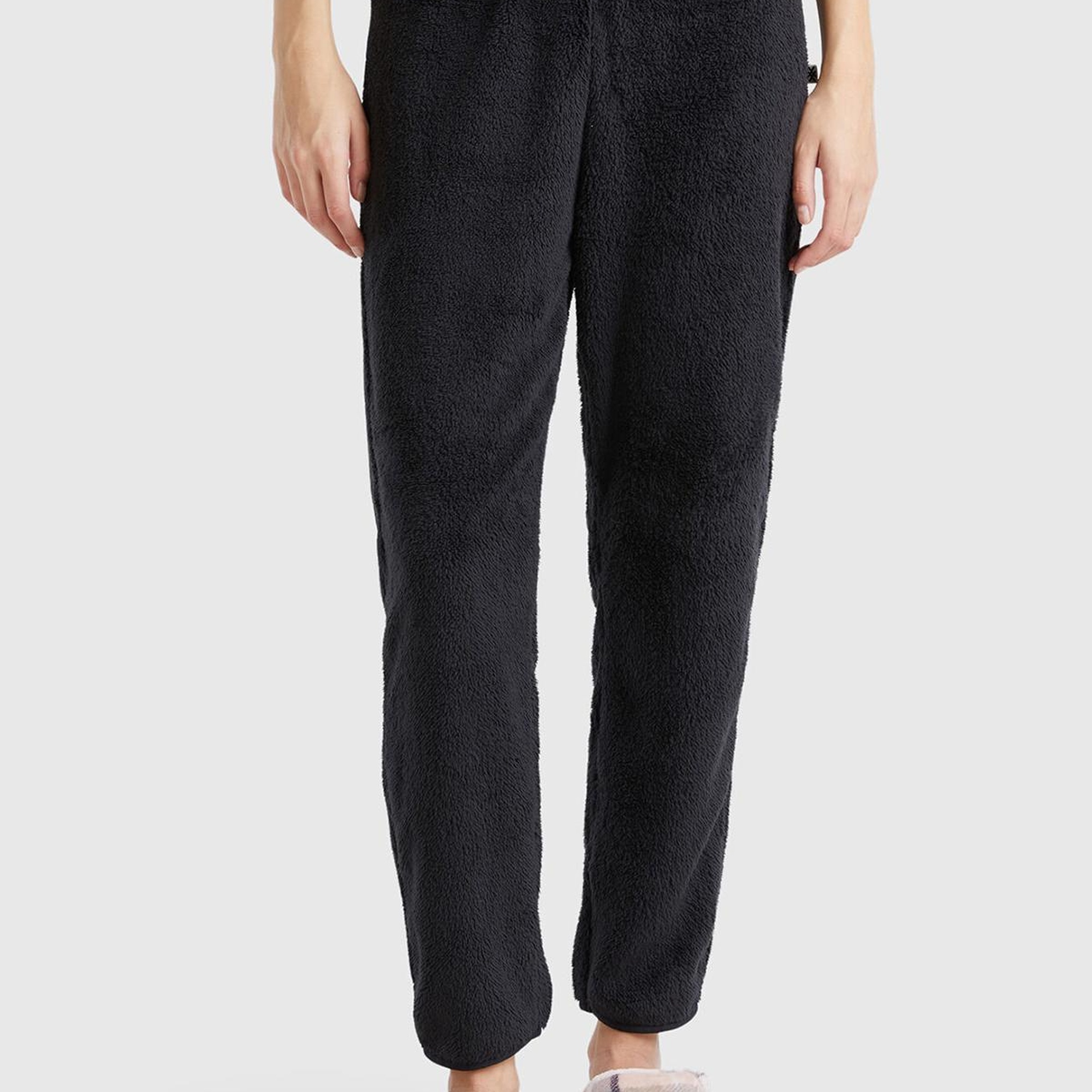 Kadın Siyah Beli Elastik Rahat Kesim Jogger Pijama Altı