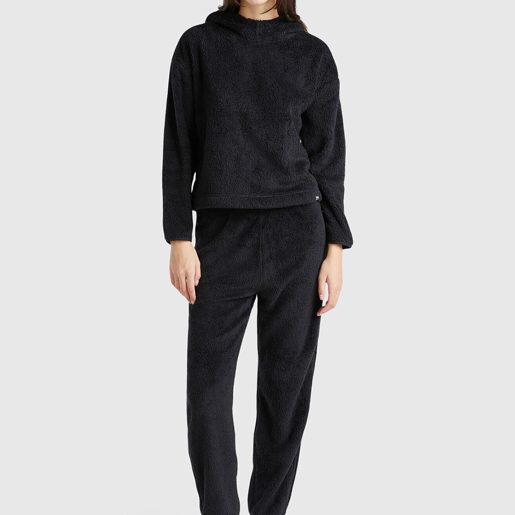 Kadın Siyah Beli Elastik Rahat Kesim Jogger Pijama Altı