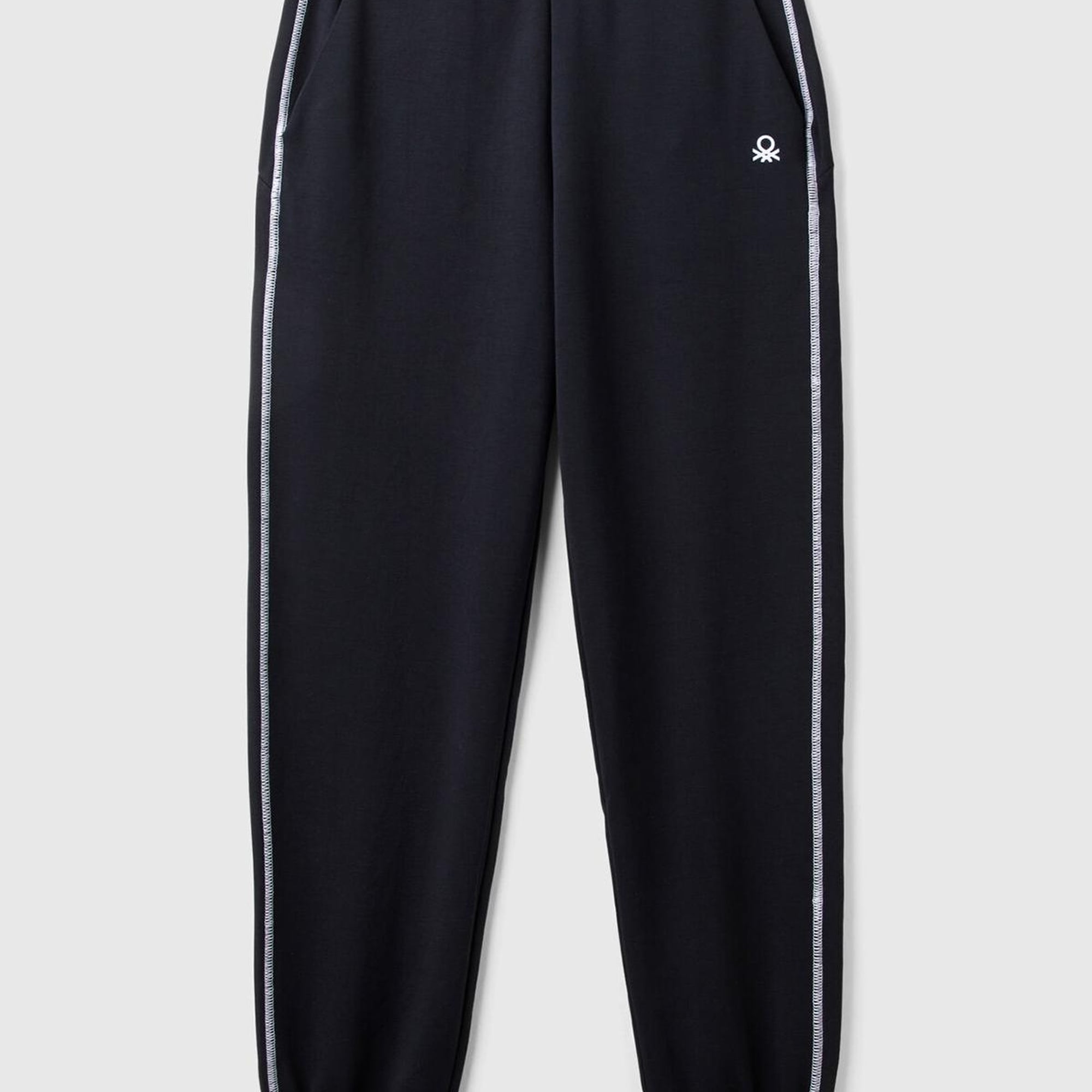 Kadın Siyah Modal Karışımlı Önü Logo Detaylı Bilek Manşetli Eşofman Altı