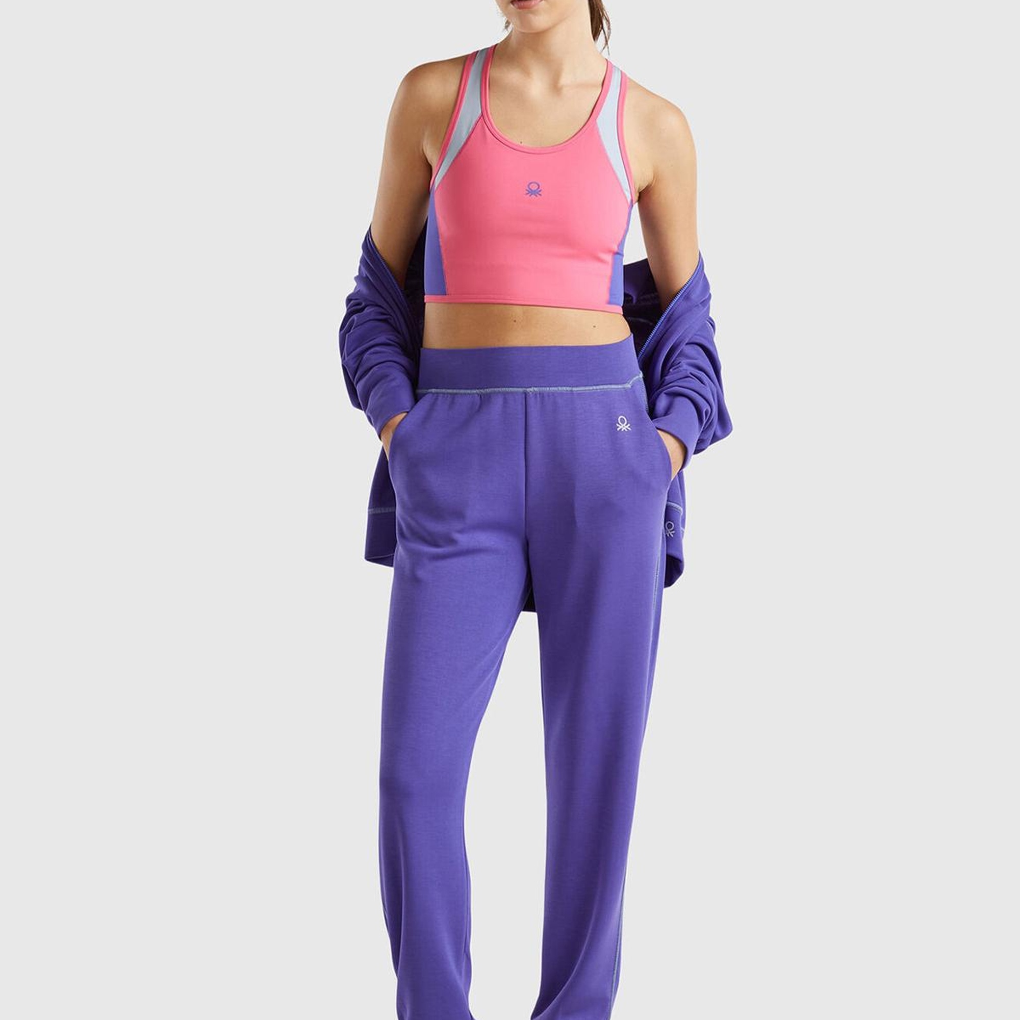 Kadın Mor Modal Karışımlı Önü Logo Detaylı Bilek Manşetli Eşofman Altı