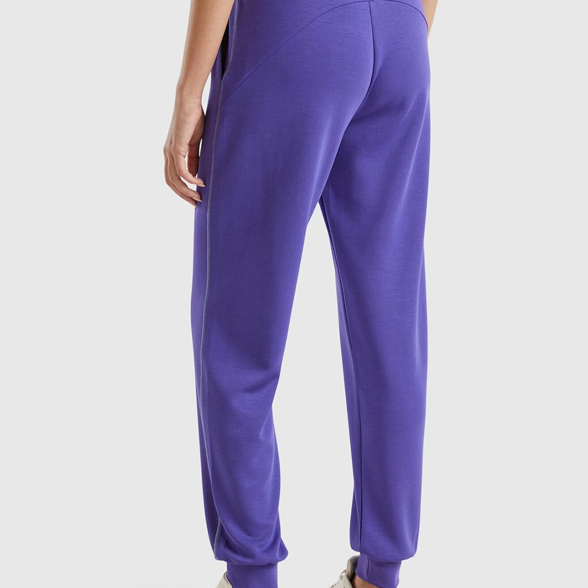 Kadın Mor Modal Karışımlı Önü Logo Detaylı Bilek Manşetli Eşofman Altı