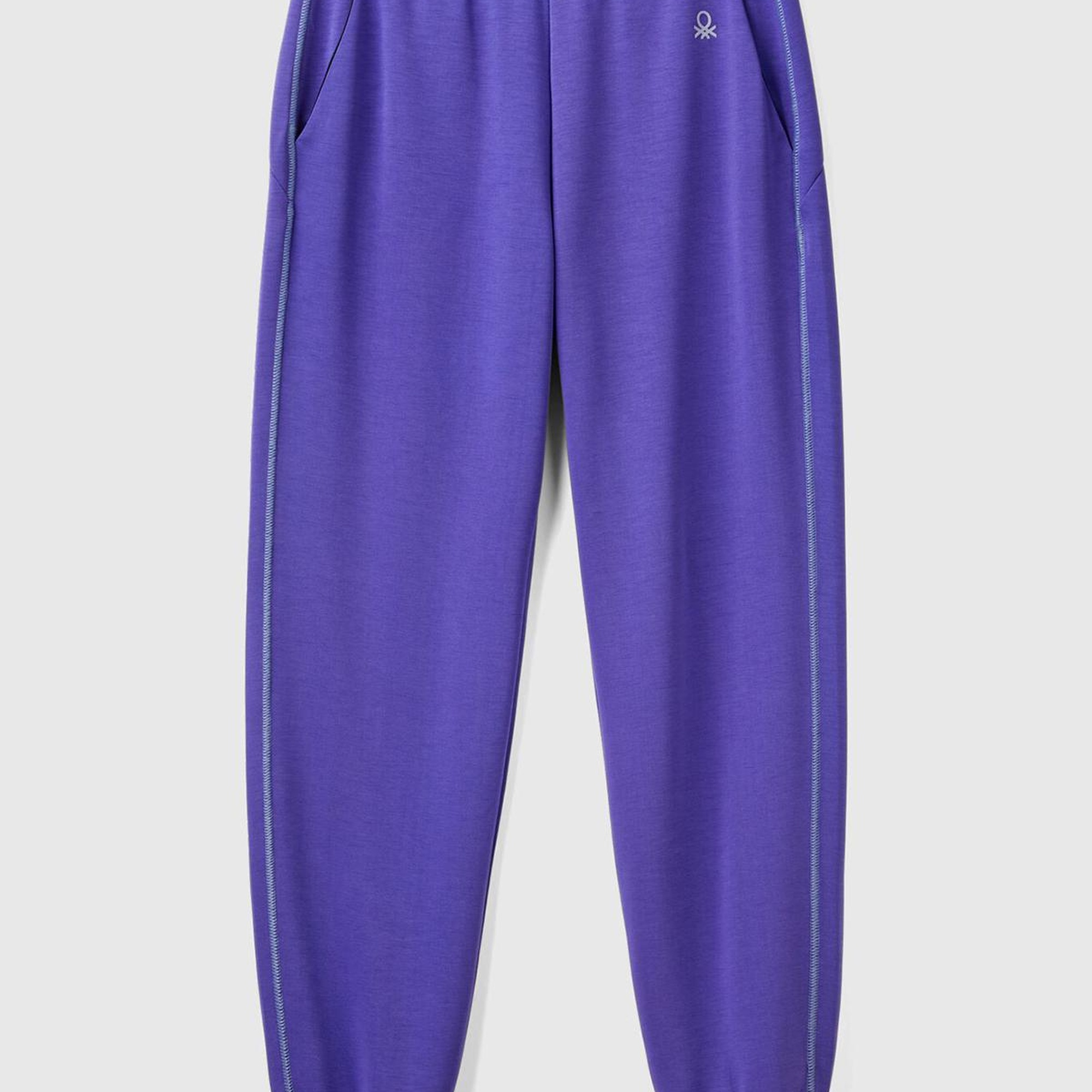 Kadın Mor Modal Karışımlı Önü Logo Detaylı Bilek Manşetli Eşofman Altı