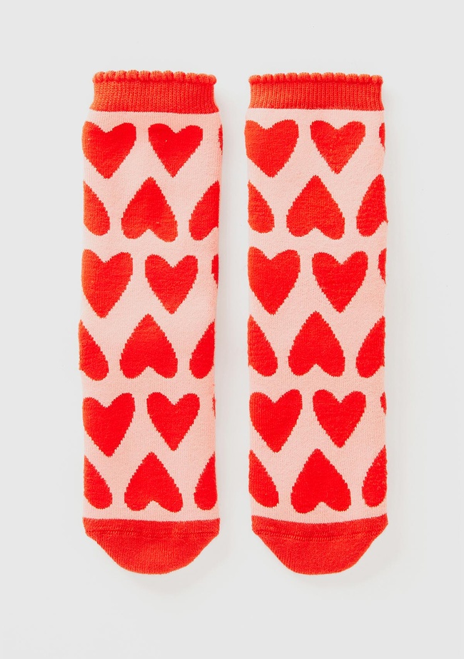  Erkek Çocuk Kırmızı Mix Desenli Altı Kaydırmaz Uzun Soket Çorap