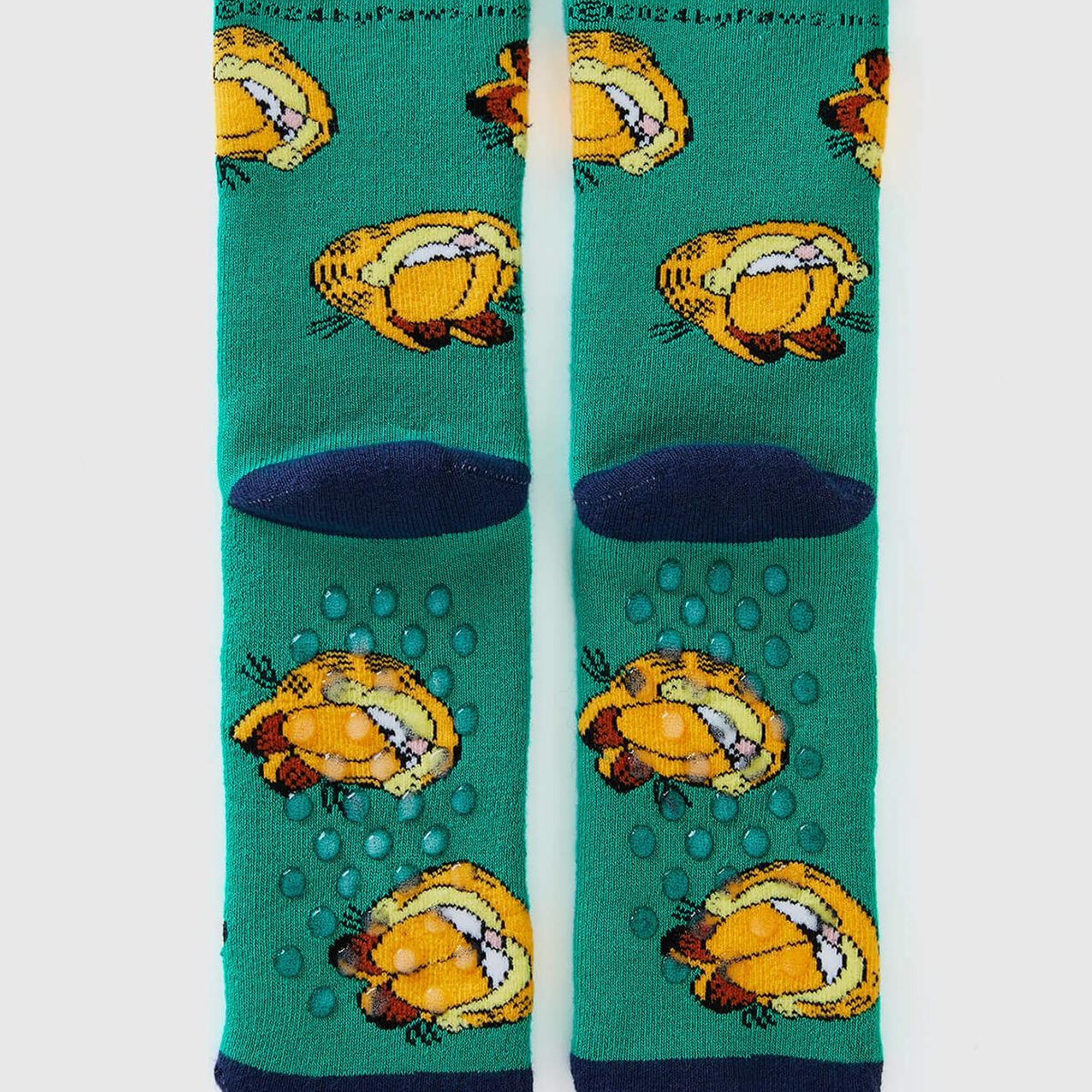 Erkek Çocuk Yeşil Garfield Baskılı Uzun Soket Çorap