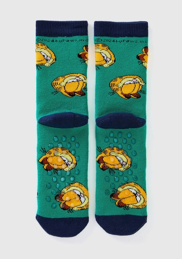  Erkek Çocuk Yeşil Garfield Baskılı Uzun Soket Çorap