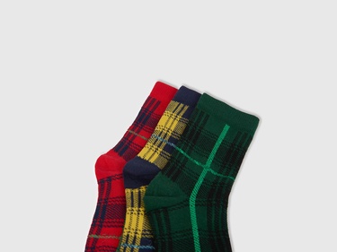  Erkek Çocuk Sarı Mix Desenli 3'lü Uzun Soket Çorap Seti