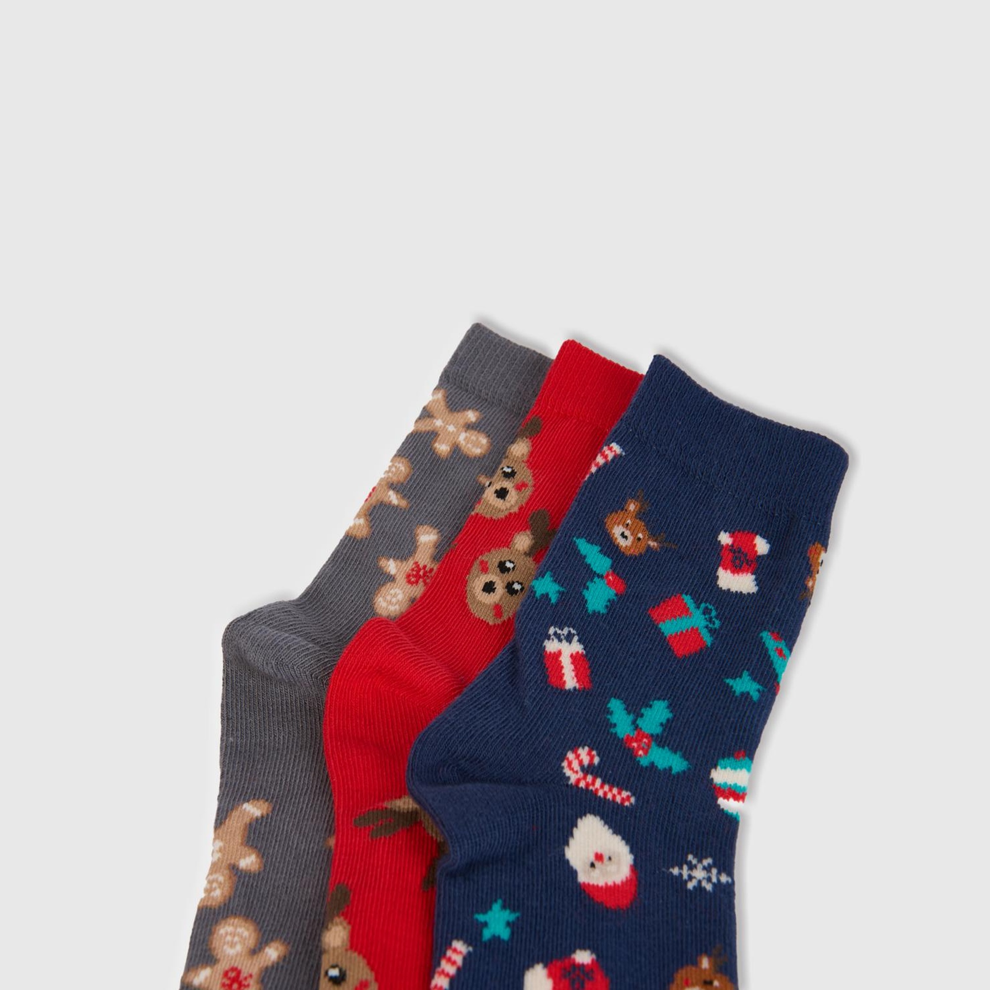 Erkek Çocuk Lacivert Mix Desenli 3'lü Uzun Soket Çorap Seti